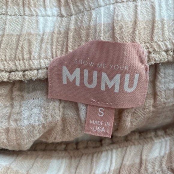 Show Me Your Mumu Palazzo plaid pant tan wide leg high rise waist Large - Picture 4 of 6